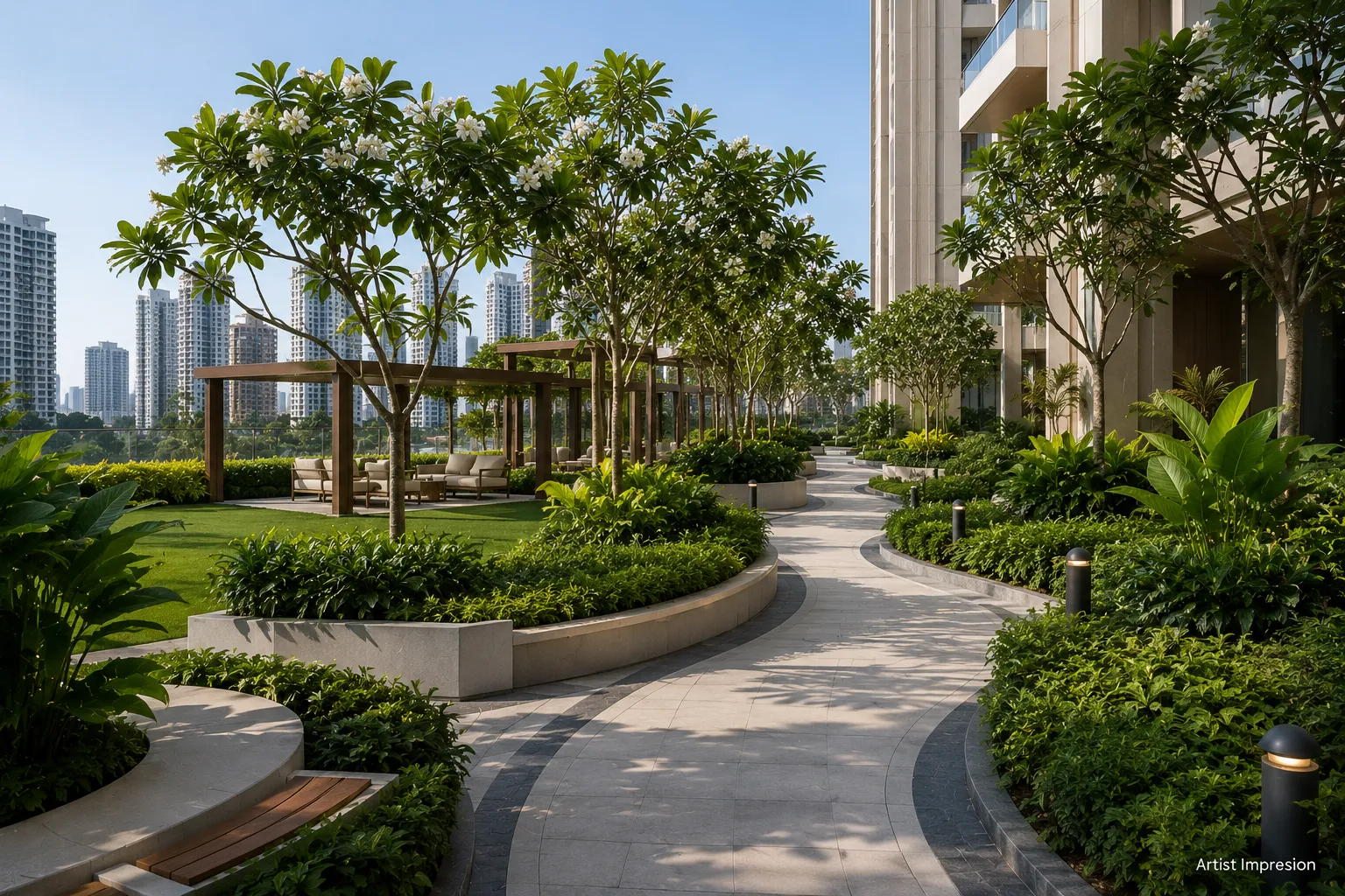 Landscaped forest trail at Godrej Horizon Wadala